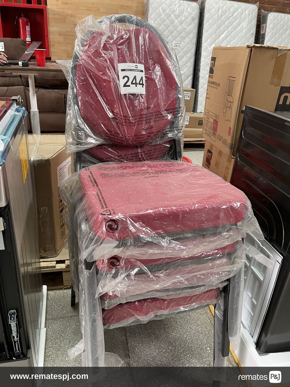 JUEGO DE SILLA PARA COMEDOR ROJO RESPALDO CIRCULAR
