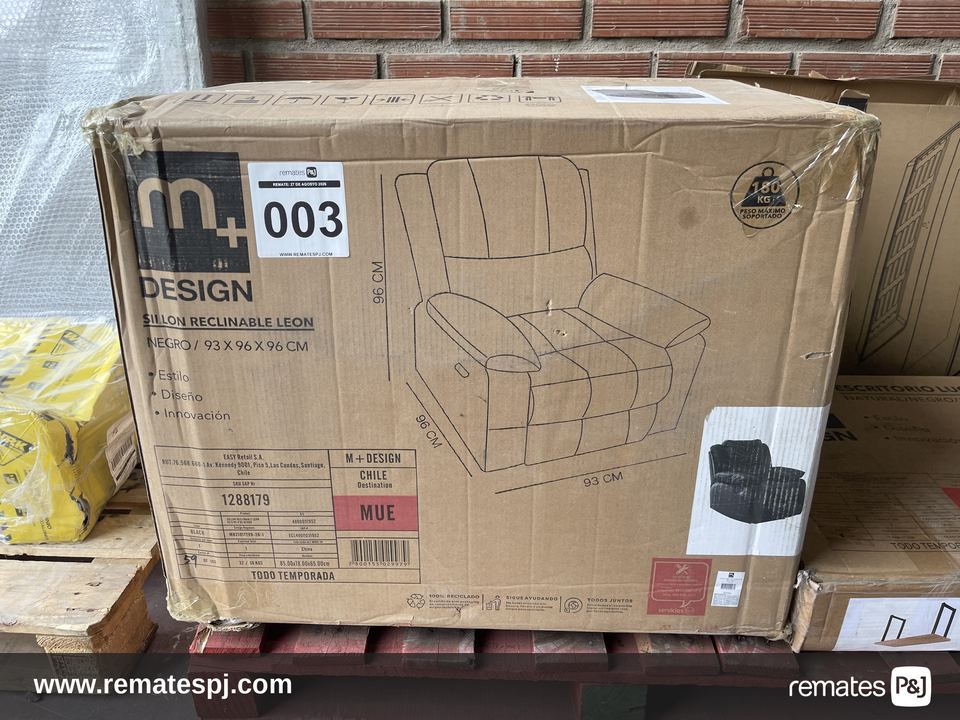 SILLON RECLINABLE LEON 93X96X96 NEGRO