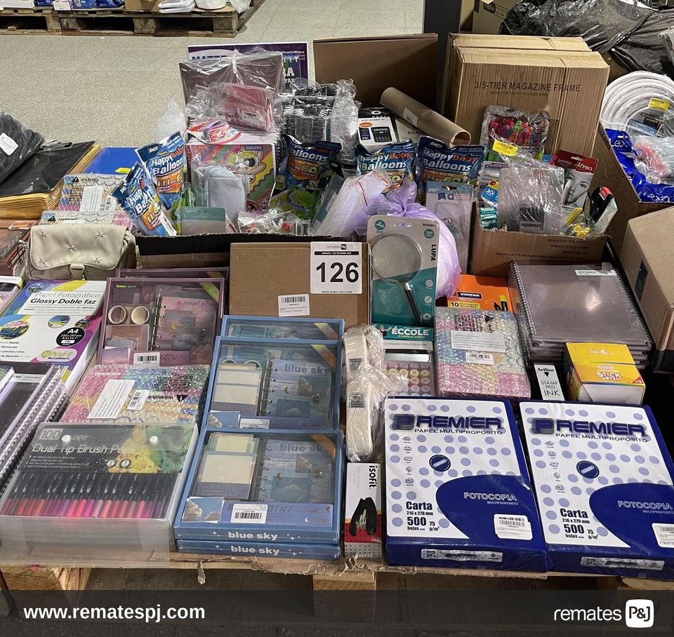 PALLET VARIEDAD DE ARTICULOS DE PAPELERIA OFICINA Y MANUALIDADES