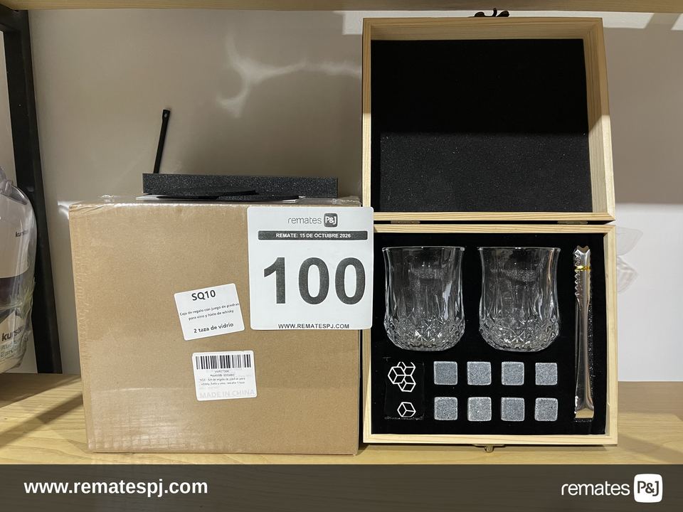 Set de Vasos en Vidrio Wisky con Juego de Rocas