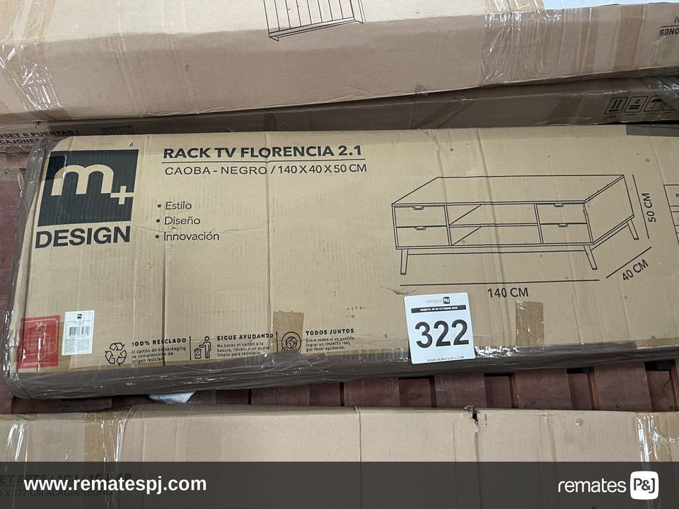 Rack TV Florencia 2.1 Caoba-Negro/140x40x50 cm M+Design