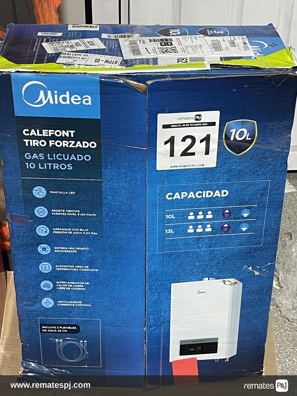 Calefón 10 Litros Tiro Forzado Gas Licuado Midea Blanco Glp