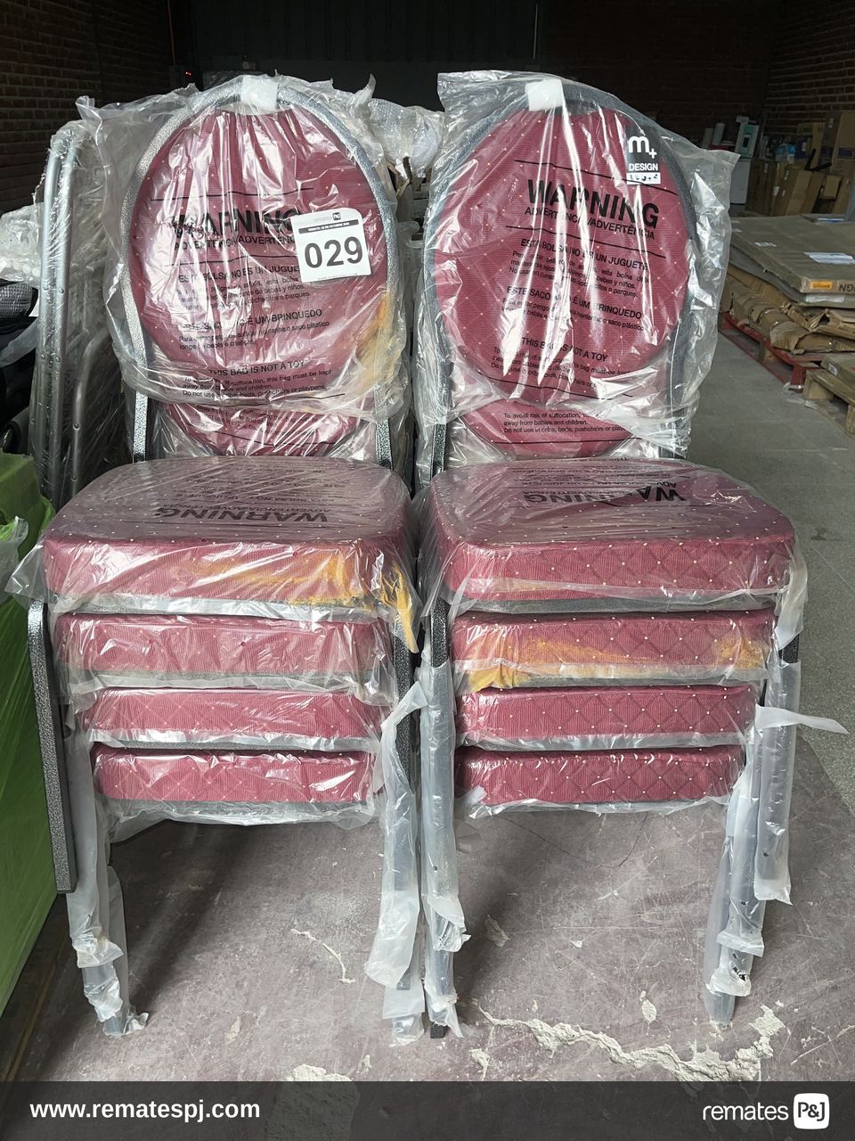 Juego de Sillas para Comedor Metálica/Acolchado Rojo