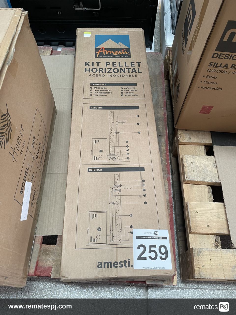 KIT PELLET HORIZONTAL ACERO INOX AMESTI
