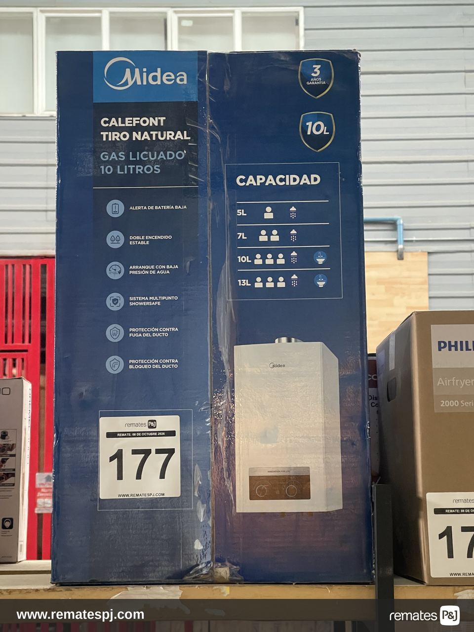 Calefón Gas Licuado 10 Litros Tiro Natural Midea