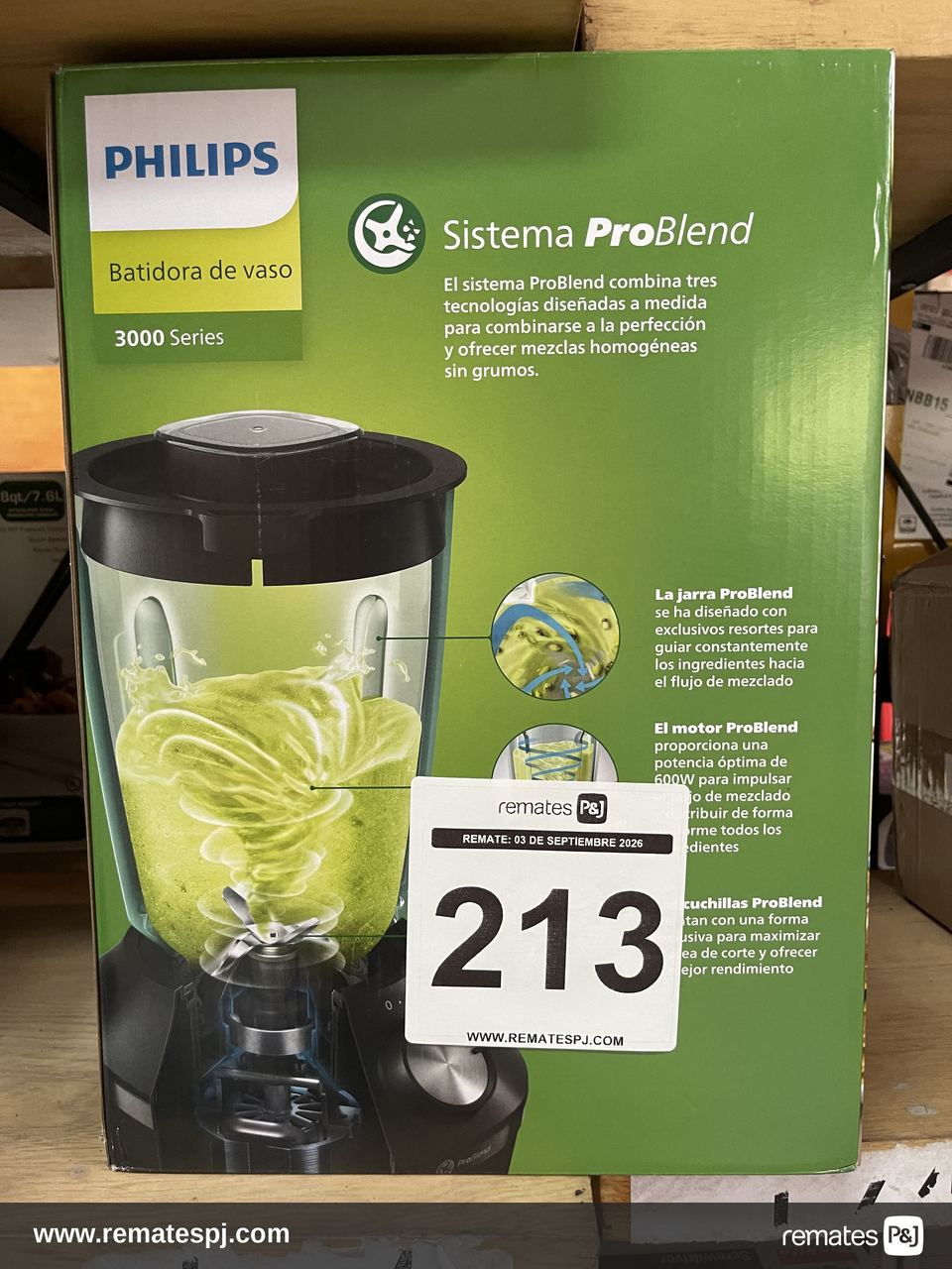 Licuadora Philips Hr2291/41 Jarra De Vidrio 2l Serie 3000 Negro
