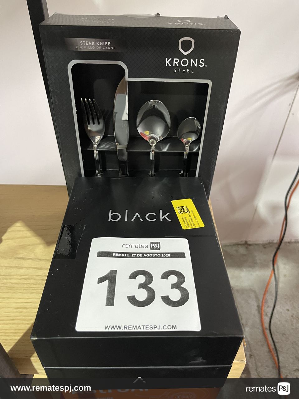 Set Black Té MATE + Set Cubiertos 24pcs Acero Inoxidable Juego Cuchilleria Negro meli