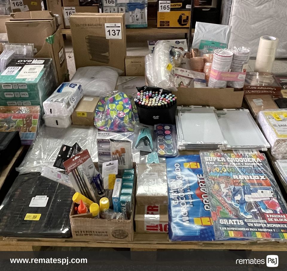 PALLET VARIEDAD DE ARTICULOS DE PAPELERIA MANUALIDADES Y DECORACION