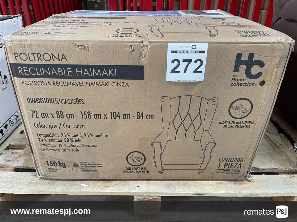 Poltrona Reclinable 1 cuerpo Haimaki 72x104x88 cm Gris