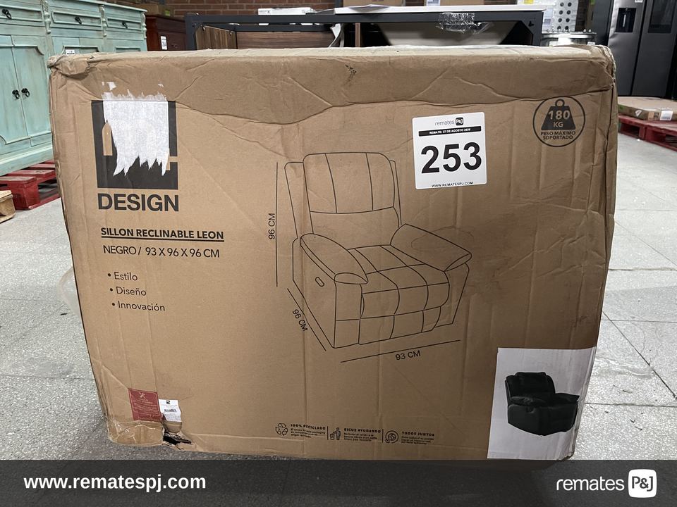 SILLON RECLINABLE LEON 93X96X96 NEGRO