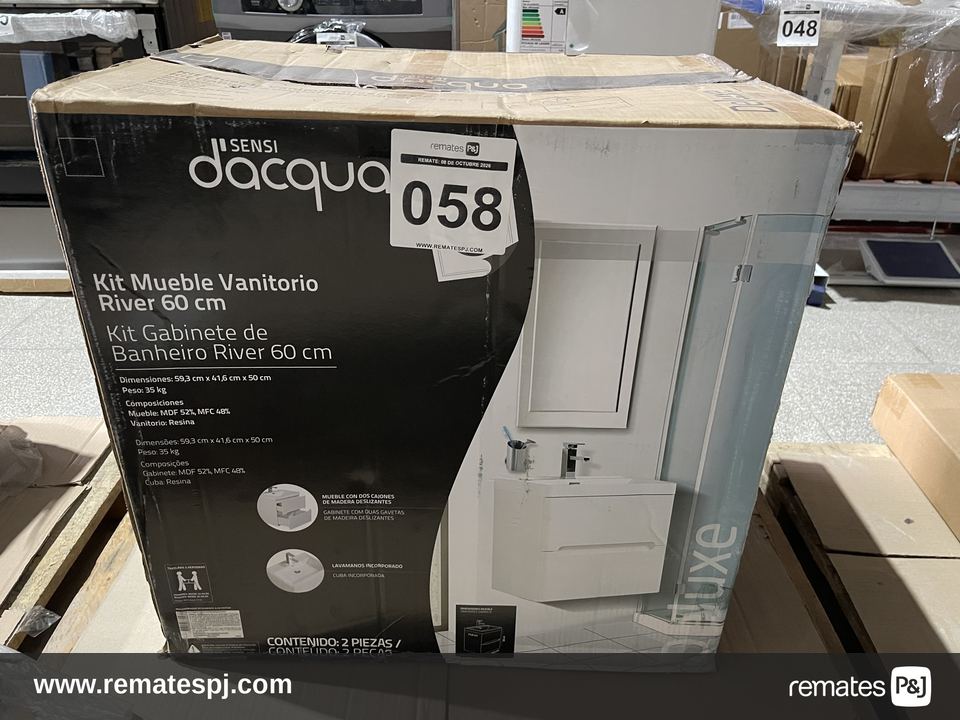 Kit mueble vanitorio 60 cm blanco