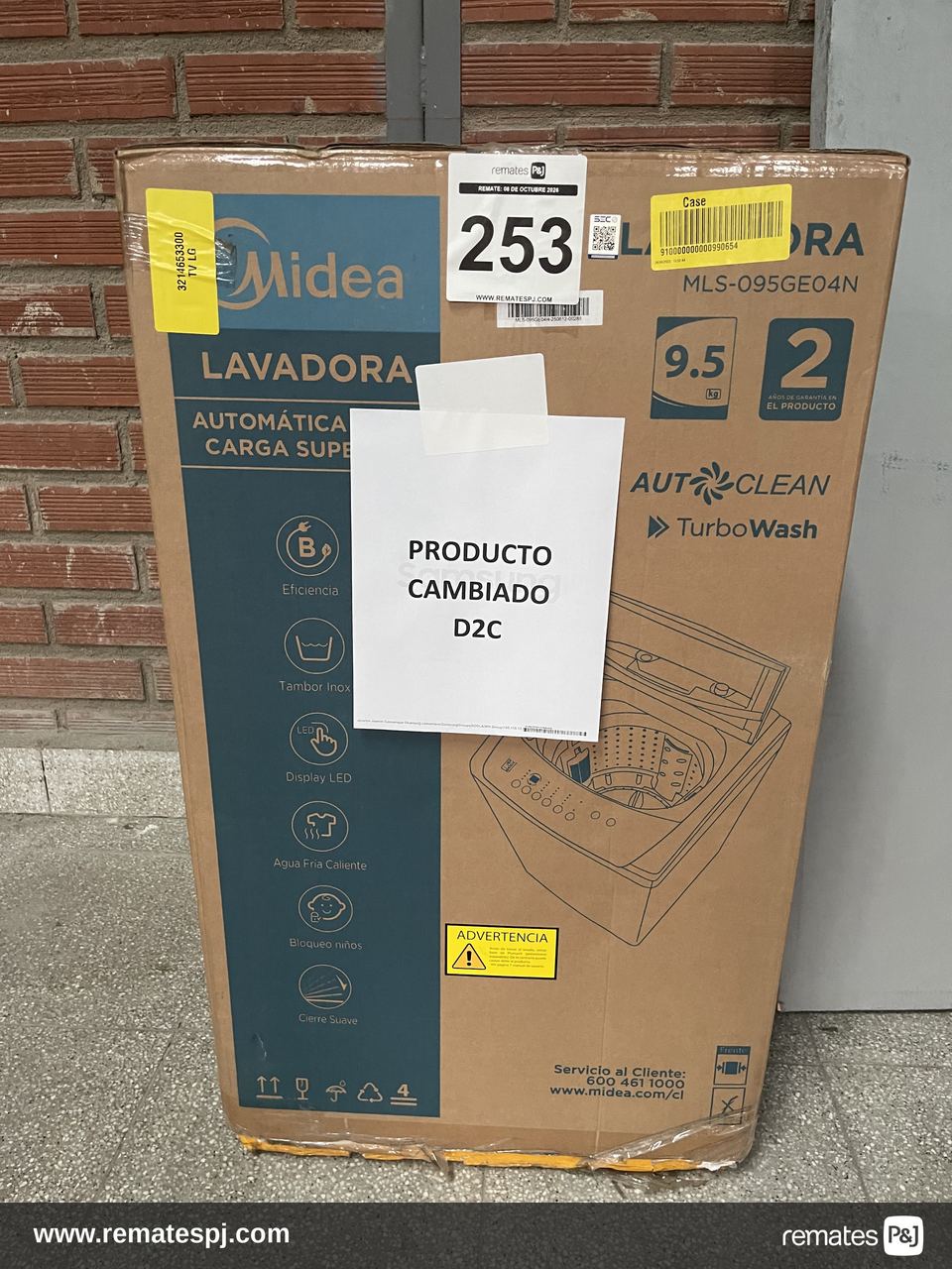 Lavadora Automatica Carga Superior 9,5Kg Midea