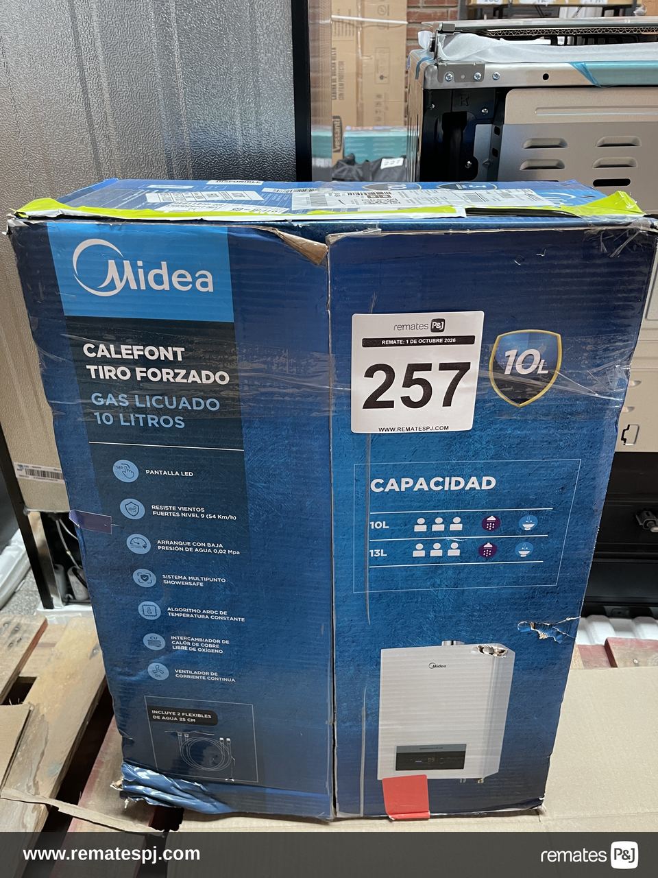 CALEFON TIRO NATURAL GAS LICUADO 10lts Midea