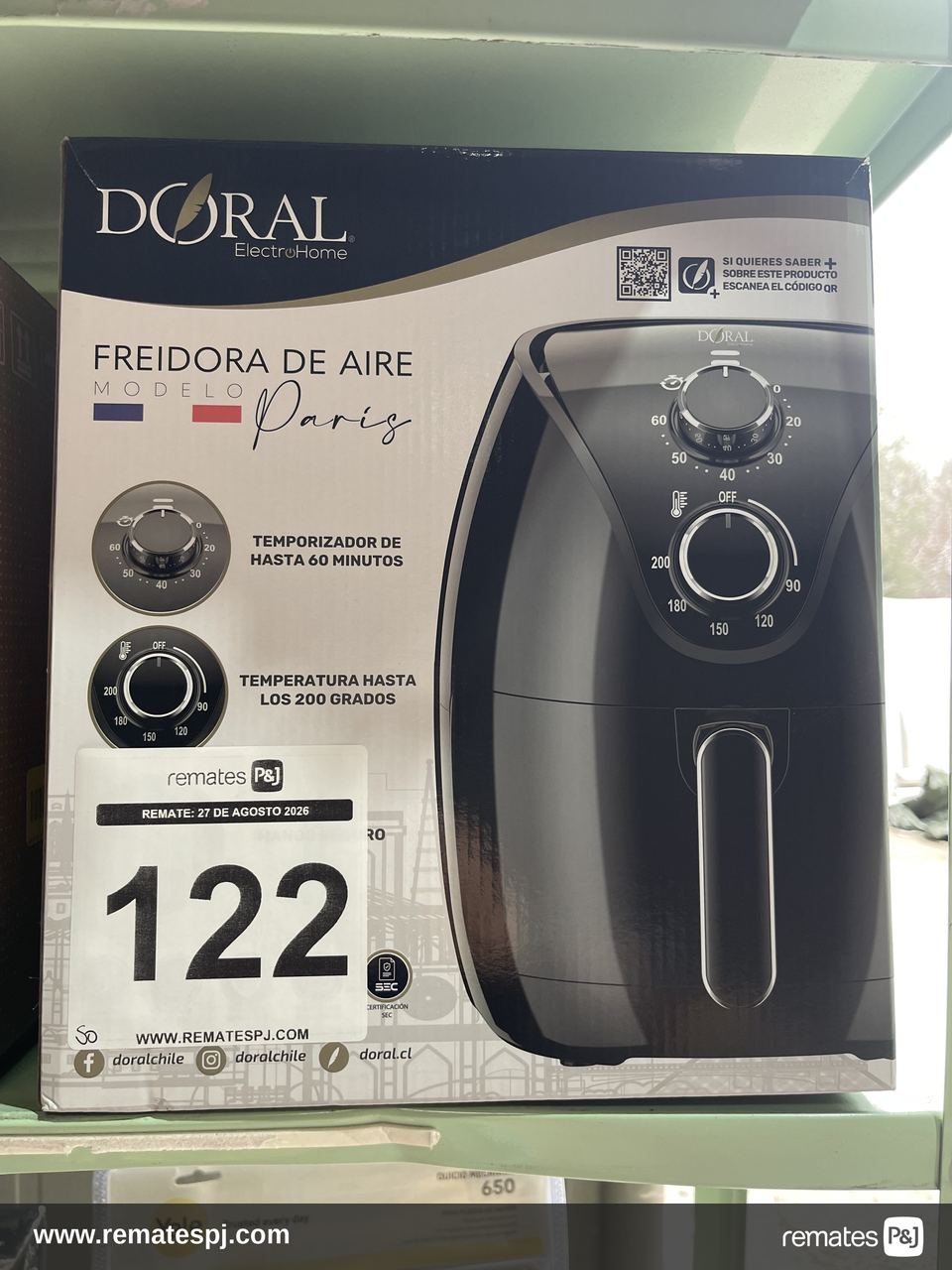 FREIDORA DE AIRE DORAL PARIS 4lts