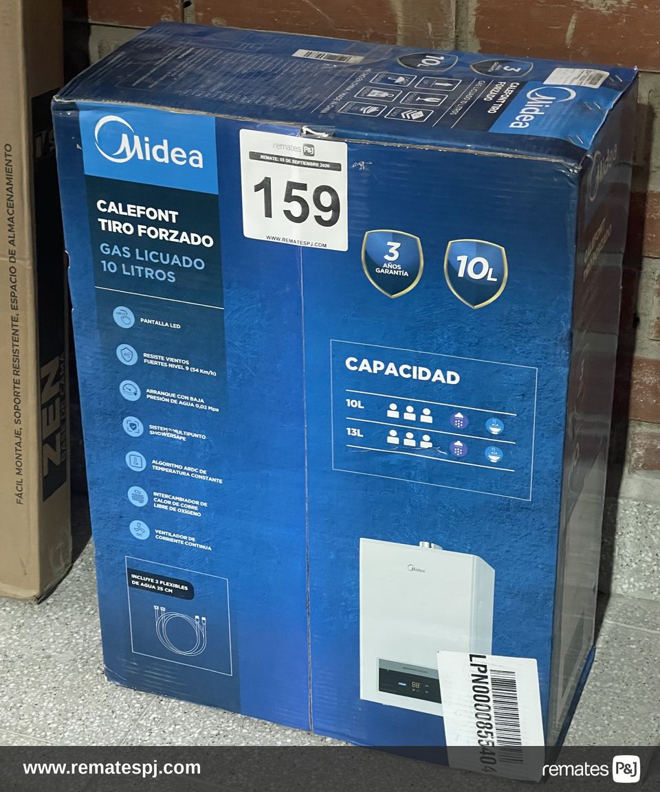 Calefont 10 Litros Tiro Forzado Gas Licuado Midea Blanco Glp