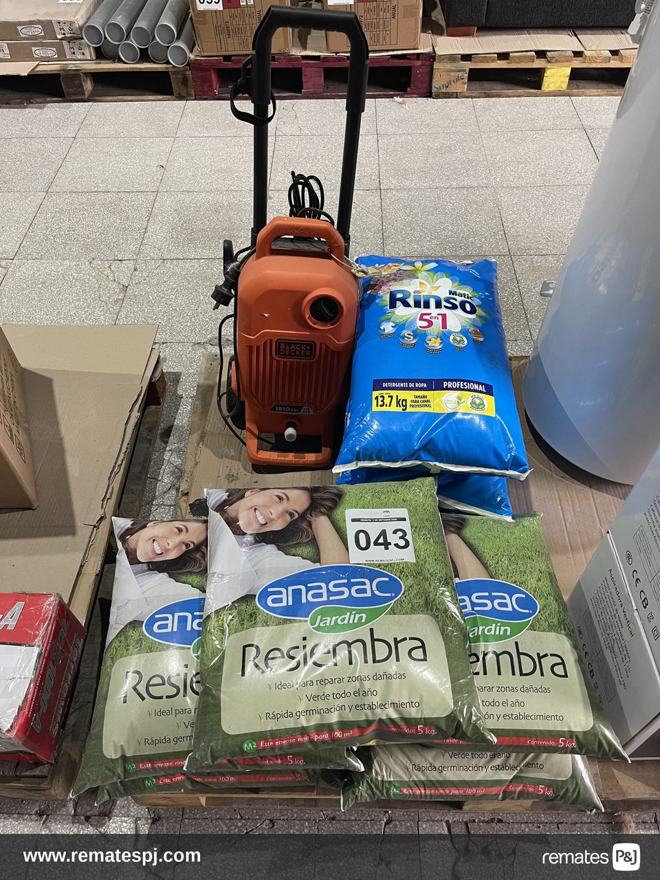 VARIEDAD DE ARTICULOS (Semilla de pasto anasac 5kg - Detergente Rinso 13,7kg - Hidrolavadora Black & Decker)