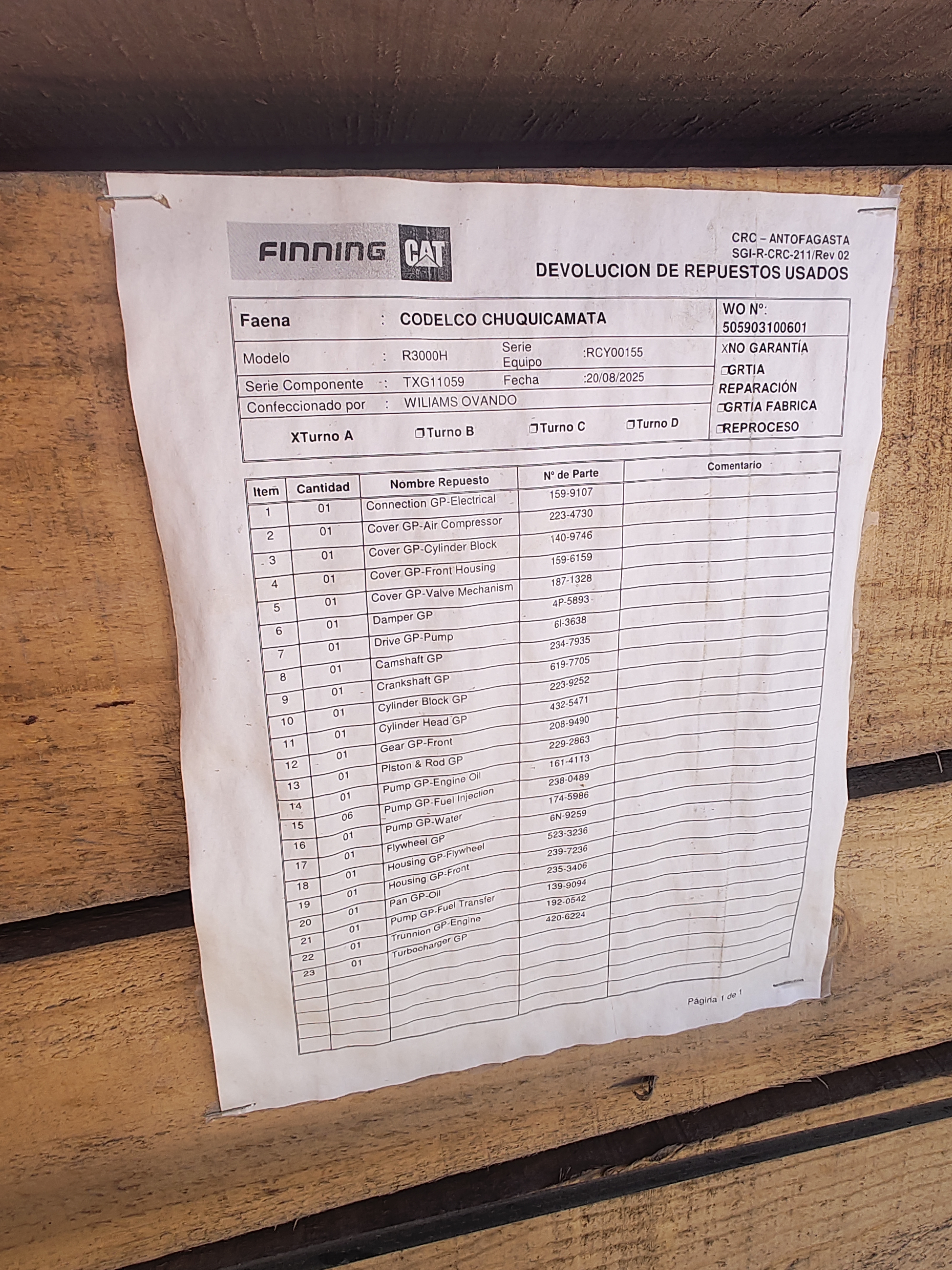 Repuestos y Componentes CAT R3000H