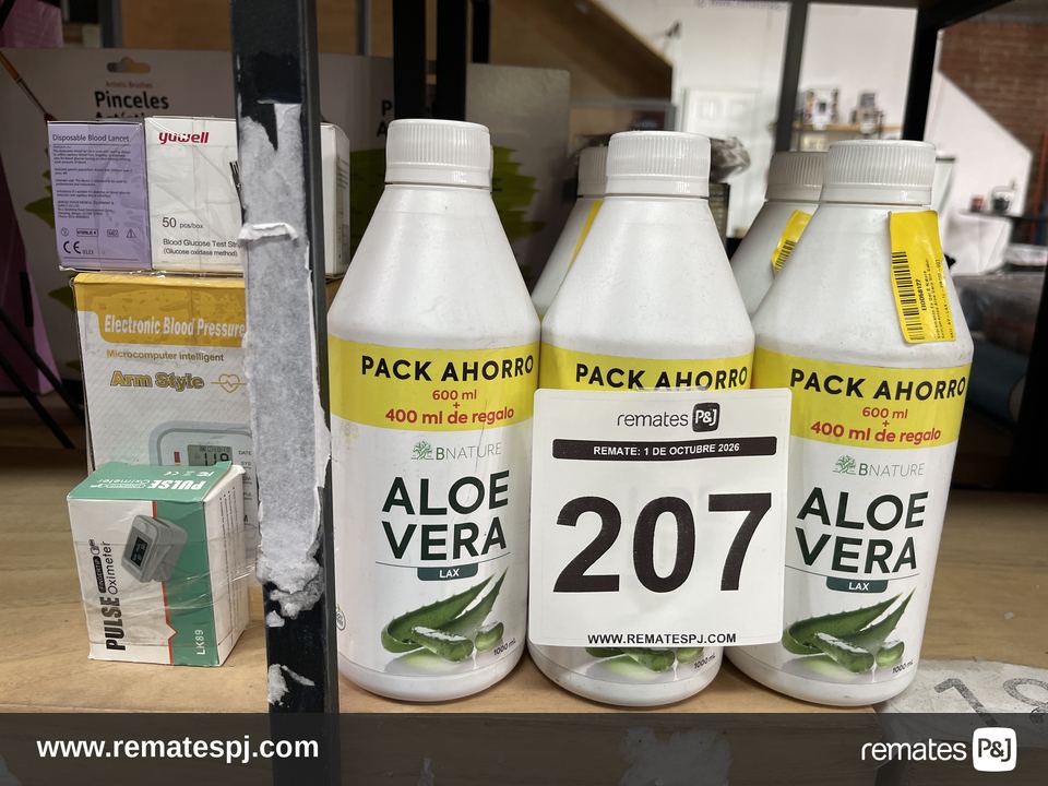 Suplemento sin Sabor ALOE VERA BNATURE + Esfigmomanómetro Electrónico BRAZO + Oxímetro + Cintas Medidoras de Glucosa