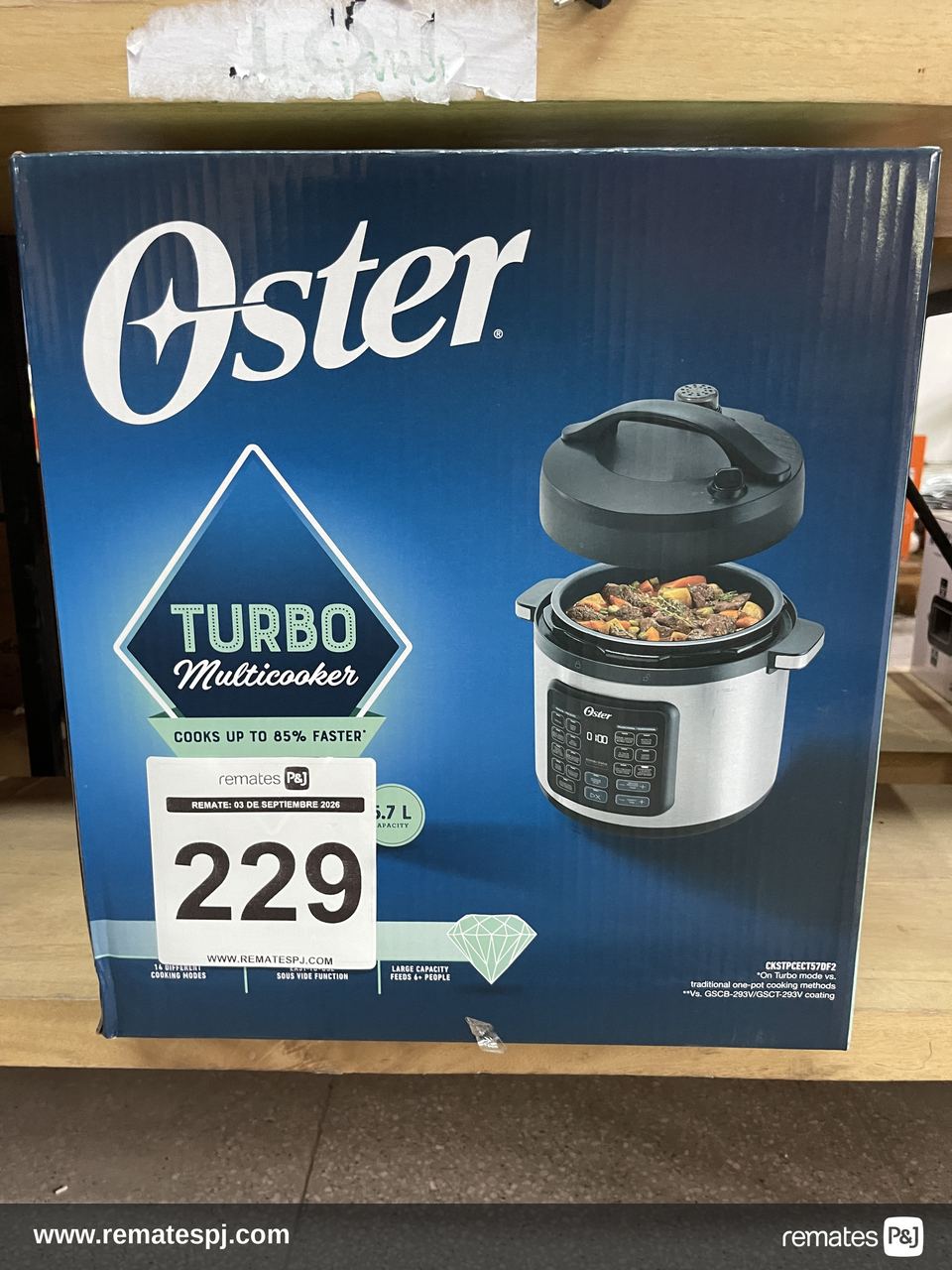Multiolla Turbo Oster, 5,7 L, Con 14 Funciones Ckstpcect57df Gris 50 Hz