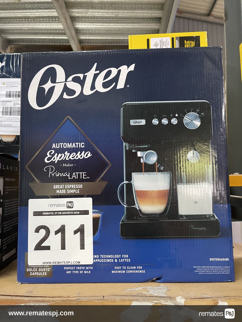 Cafetera Automática Oster Primalatte Negro Bvstem6604bk Negro