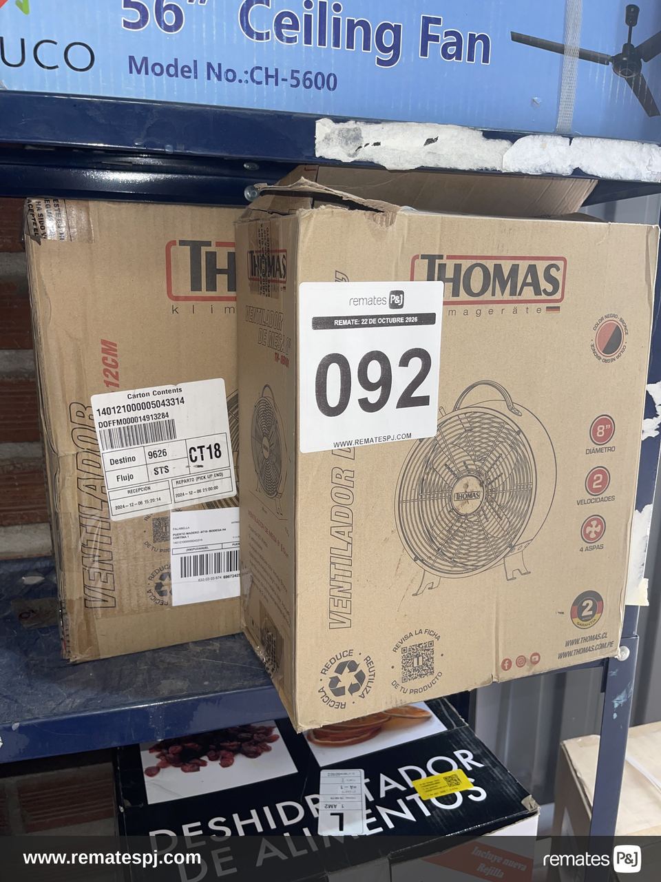 Ventilador 8" Thomas + Ventilador 12" Thomas