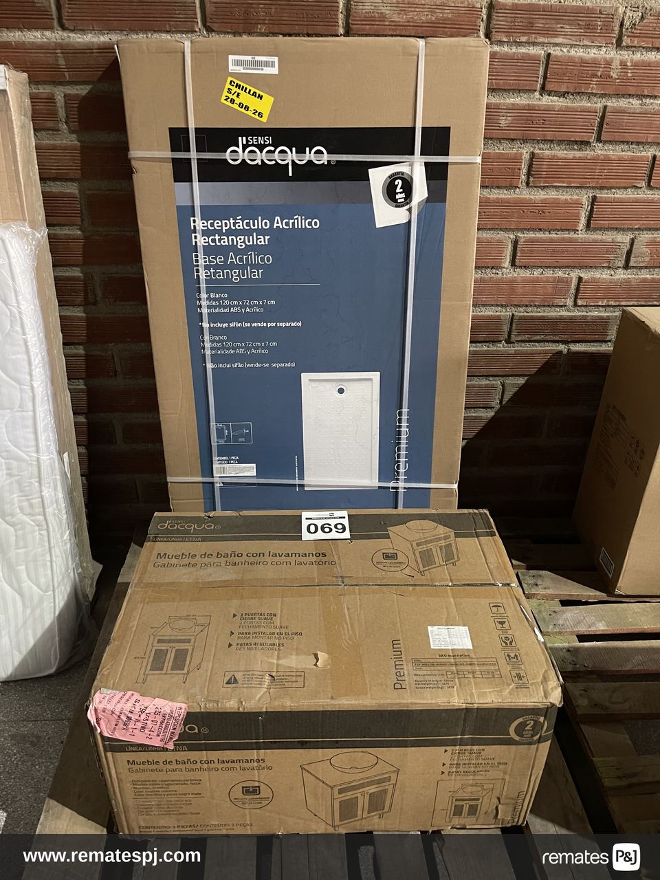 RECEPTACULO ACRILICO RECTANGULAR 120 x 72 x 7 + MUEBLE PARA BAÑO CON LAVAMANOS