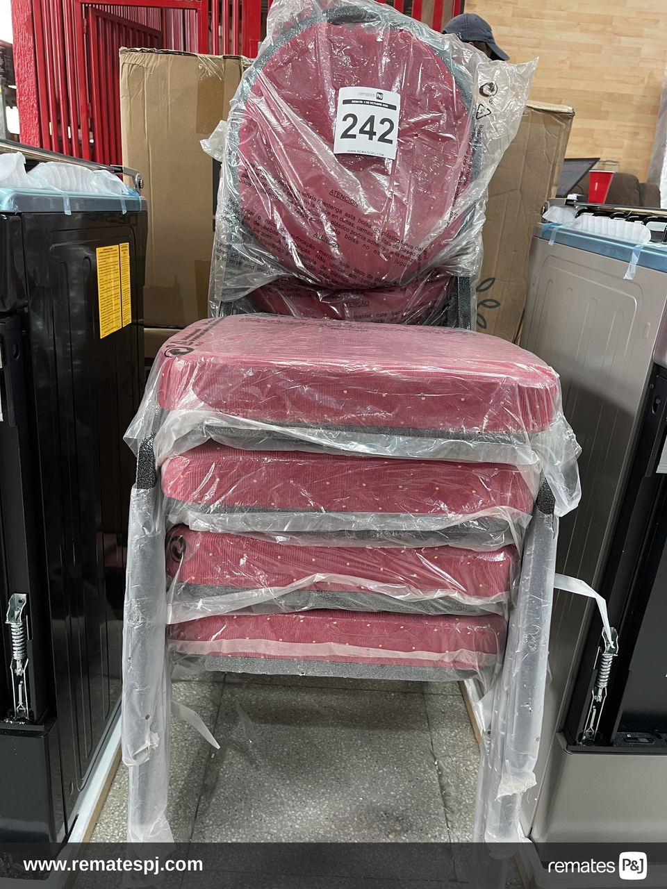 JUEGO DE SILLA PARA COMEDOR ROJO RESPALDO CIRCULAR